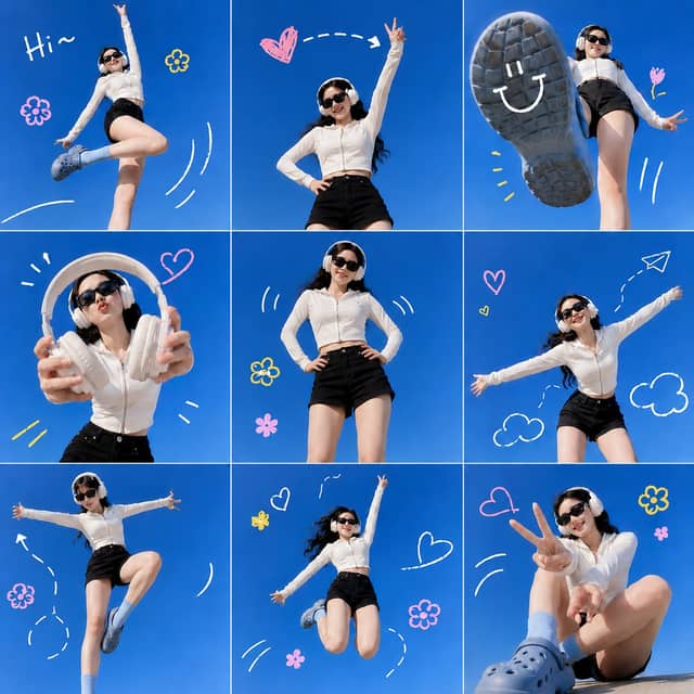 Trendy 3x3 Photo Collage of Sporty Summer Vibes