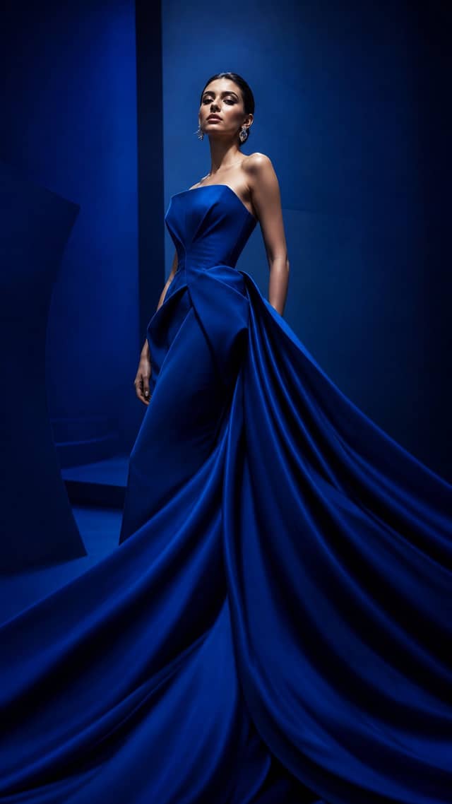Sapphire Blue Couture Editorial Fashion Photography